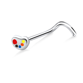 Enameled Silver Curved Nose Stud NSKB-753